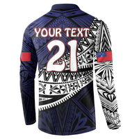 Custom Samoa Rugby Pacific Button Sweatshirt Samoan Warrior Tribal Pattern LT9 - Polynesian Pride