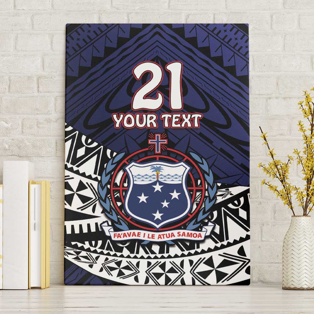 Custom Samoa Rugby Pacific Canvas Wall Art Samoan Warrior Tribal Pattern LT9 Without Frame Blue - Polynesian Pride