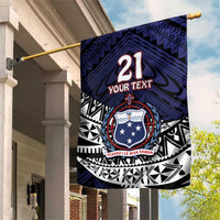 Custom Samoa Rugby Pacific Garden Flag Samoan Warrior Tribal Pattern LT9 House Flag Blue - Polynesian Pride