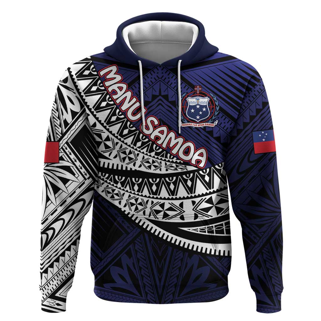 Custom Samoa Rugby Pacific Hoodie Samoan Warrior Tribal Pattern LT9 Pullover Hoodie Blue - Polynesian Pride