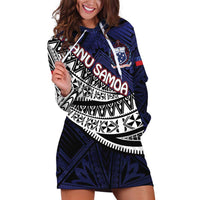 Custom Samoa Rugby Pacific Hoodie Dress Samoan Warrior Tribal Pattern LT9 Blue - Polynesian Pride