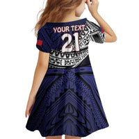 Custom Samoa Rugby Pacific Kid Short Sleeve Dress Samoan Warrior Tribal Pattern LT9 - Polynesian Pride