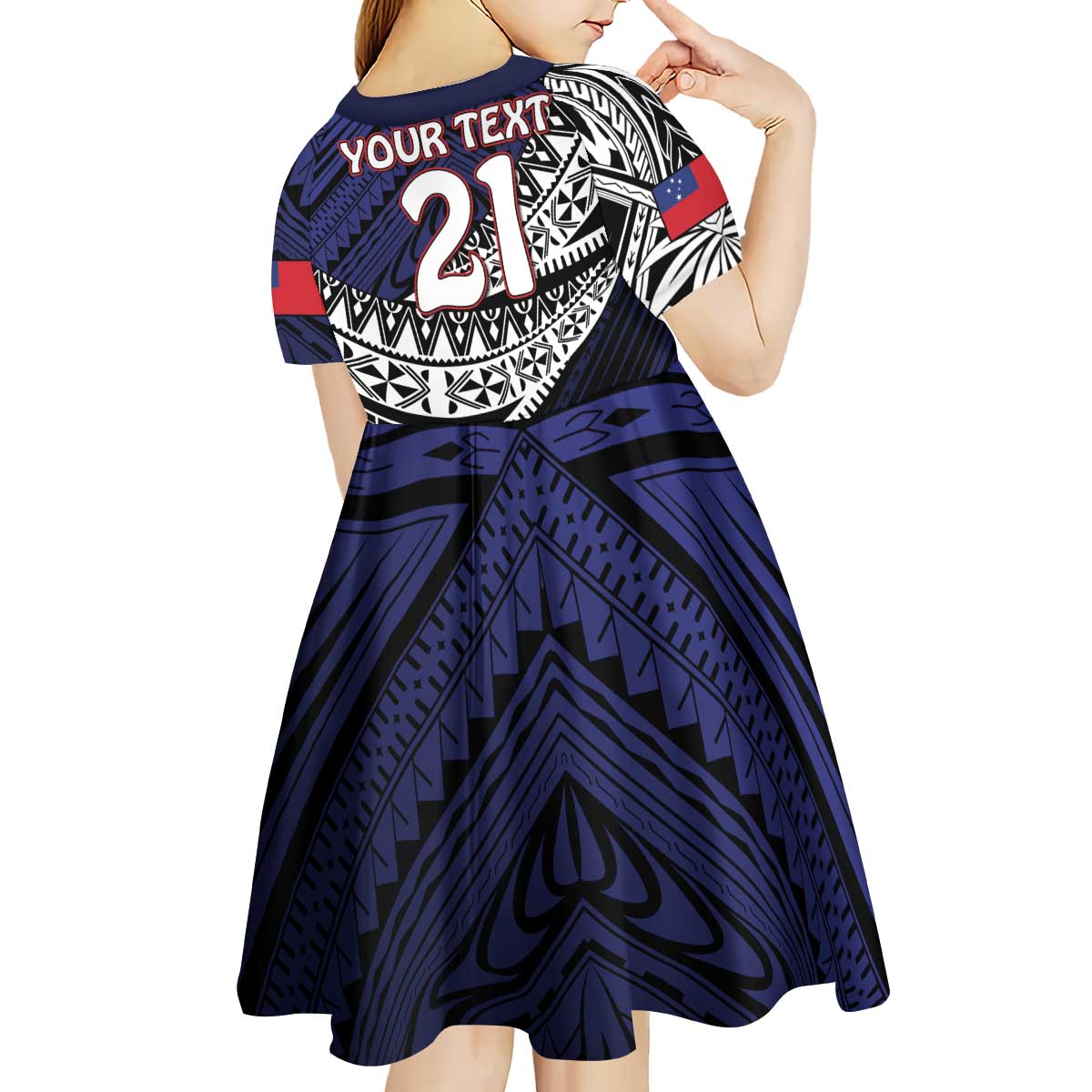 Custom Samoa Rugby Pacific Kid Short Sleeve Dress Samoan Warrior Tribal Pattern LT9 - Polynesian Pride