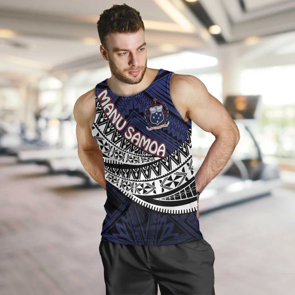 Custom Samoa Rugby Pacific Men Tank Top Samoan Warrior Tribal Pattern LT9 Blue - Polynesian Pride