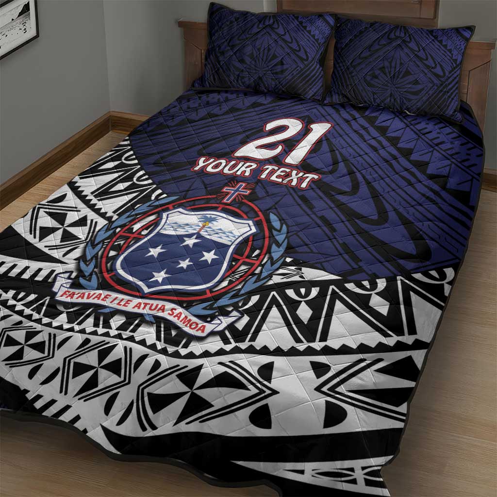 Custom Samoa Rugby Pacific Quilt Bed Set Samoan Warrior Tribal Pattern LT9 - Polynesian Pride