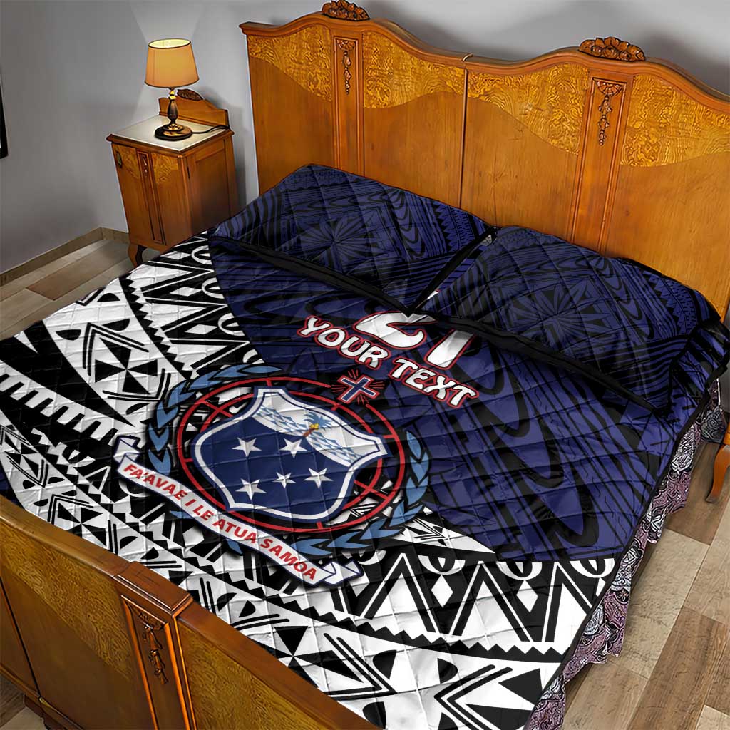 Custom Samoa Rugby Pacific Quilt Bed Set Samoan Warrior Tribal Pattern LT9 - Polynesian Pride