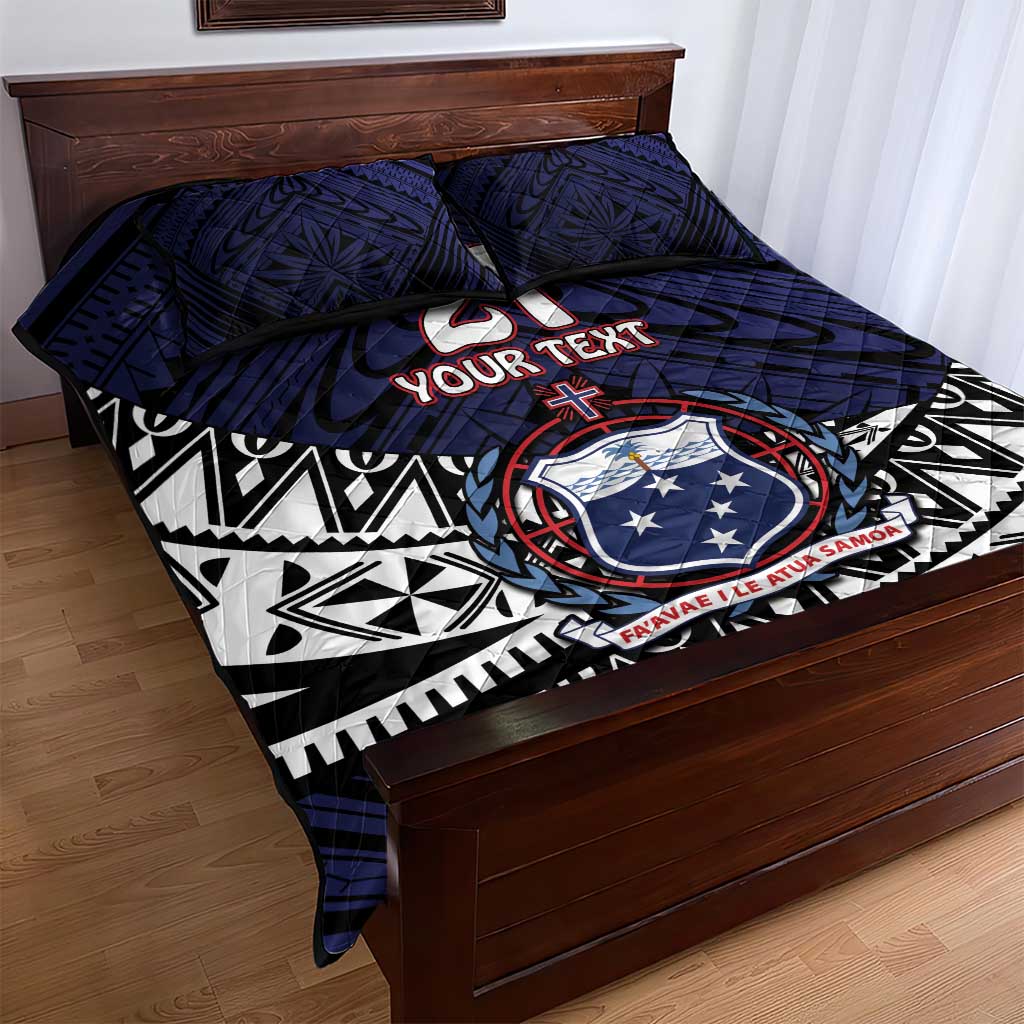 Custom Samoa Rugby Pacific Quilt Bed Set Samoan Warrior Tribal Pattern LT9 - Polynesian Pride