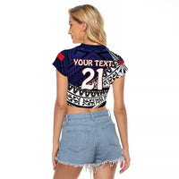 Custom Samoa Rugby Pacific Raglan Cropped T Shirt Samoan Warrior Tribal Pattern LT9 - Polynesian Pride