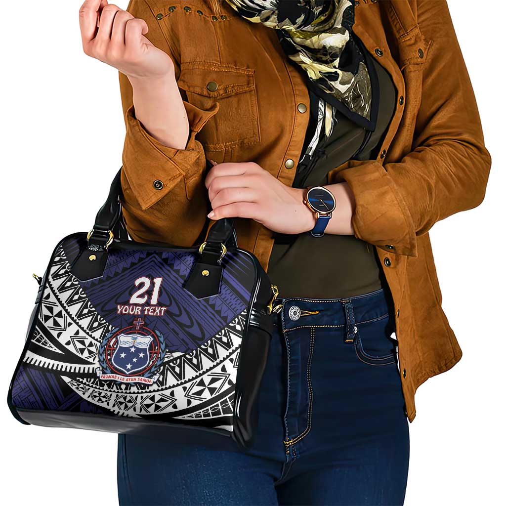 Custom Samoa Rugby Pacific Shoulder Handbag Samoan Warrior Tribal Pattern LT9 - Polynesian Pride