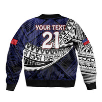 Custom Samoa Rugby Pacific Sleeve Zip Bomber Jacket Samoan Warrior Tribal Pattern LT9 - Polynesian Pride
