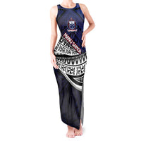 Custom Samoa Rugby Pacific Tank Maxi Dress Samoan Warrior Tribal Pattern LT9 Women Blue - Polynesian Pride