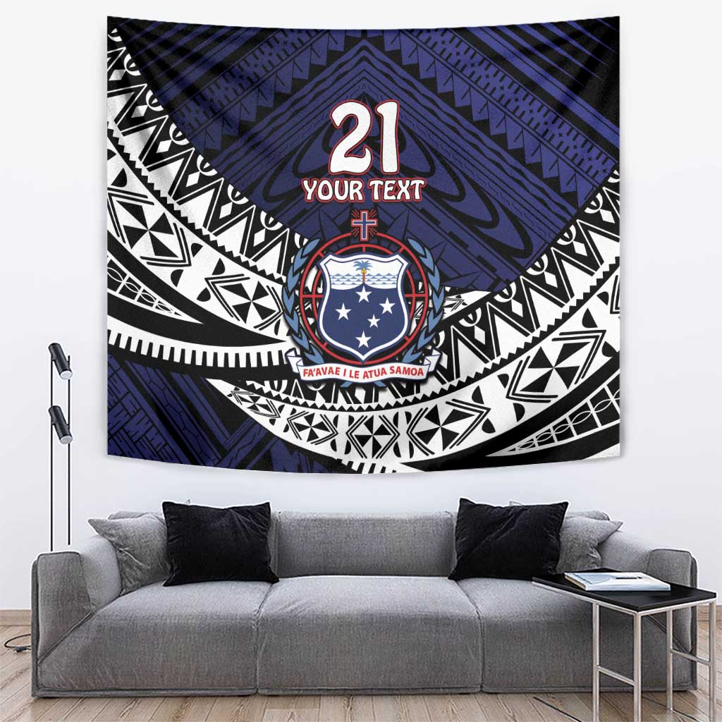 Custom Samoa Rugby Pacific Tapestry Samoan Warrior Tribal Pattern LT9 Blue - Polynesian Pride