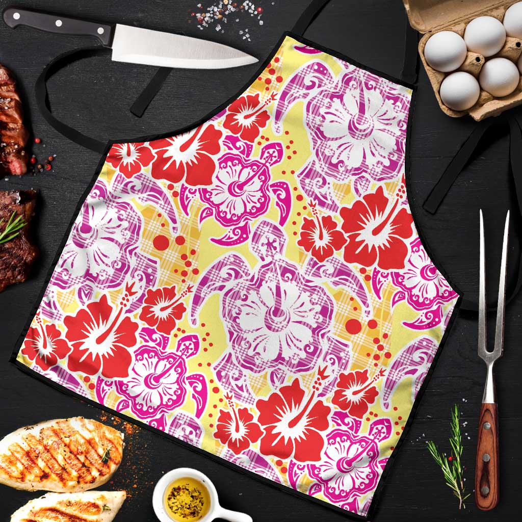 Palaka with Honu and Hibiscus Apron Hawaiian Heritage Spirit LT9 Red - Polynesian Pride