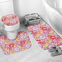 Palaka with Honu and Hibiscus Bathroom Set Hawaiian Heritage Spirit LT9 Mat Set Only (3 pcs) One Size Red - Polynesian Pride