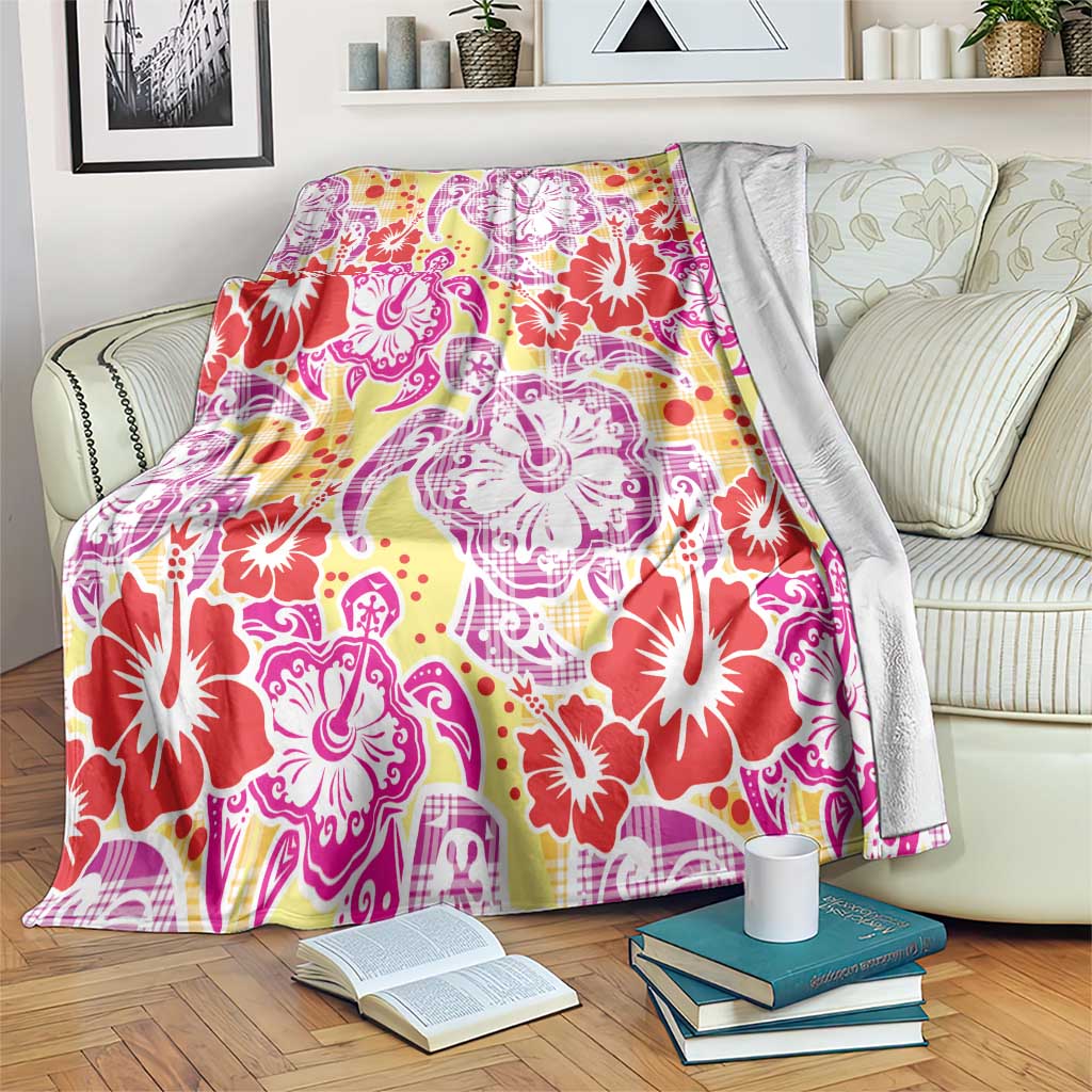 Palaka with Honu and Hibiscus Blanket Hawaiian Heritage Spirit LT9 Red - Polynesian Pride