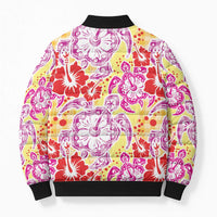 Palaka with Honu and Hibiscus Bomber Puffer Jacket Hawaiian Heritage Spirit LT9 - Polynesian Pride