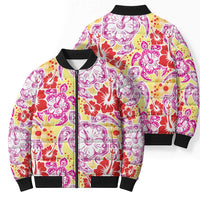 Palaka with Honu and Hibiscus Bomber Puffer Jacket Hawaiian Heritage Spirit LT9 - Polynesian Pride