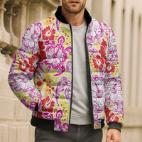 Palaka with Honu and Hibiscus Bomber Puffer Jacket Hawaiian Heritage Spirit LT9 - Polynesian Pride