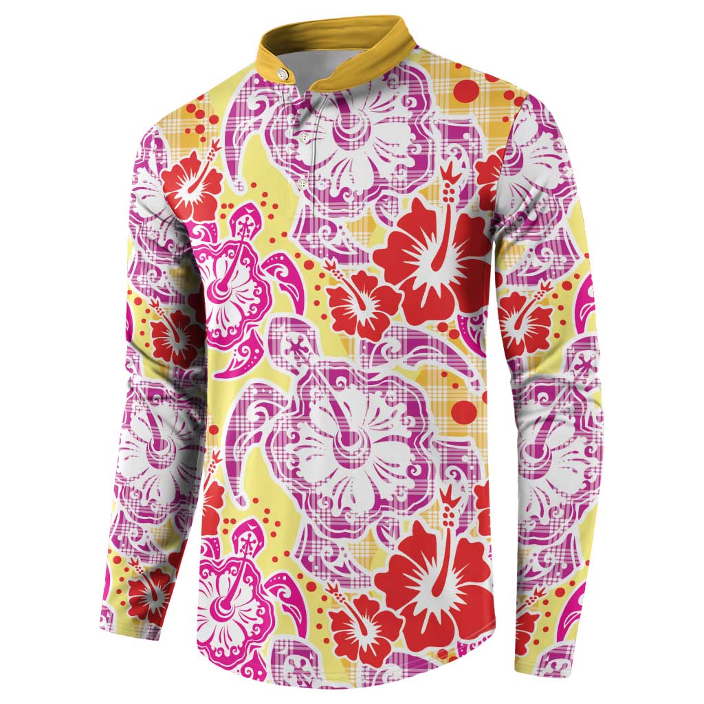 Palaka with Honu and Hibiscus Button Sweatshirt Hawaiian Heritage Spirit LT9 - Polynesian Pride