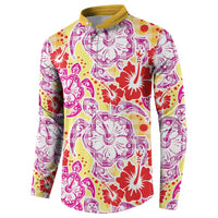 Palaka with Honu and Hibiscus Button Sweatshirt Hawaiian Heritage Spirit LT9 - Polynesian Pride