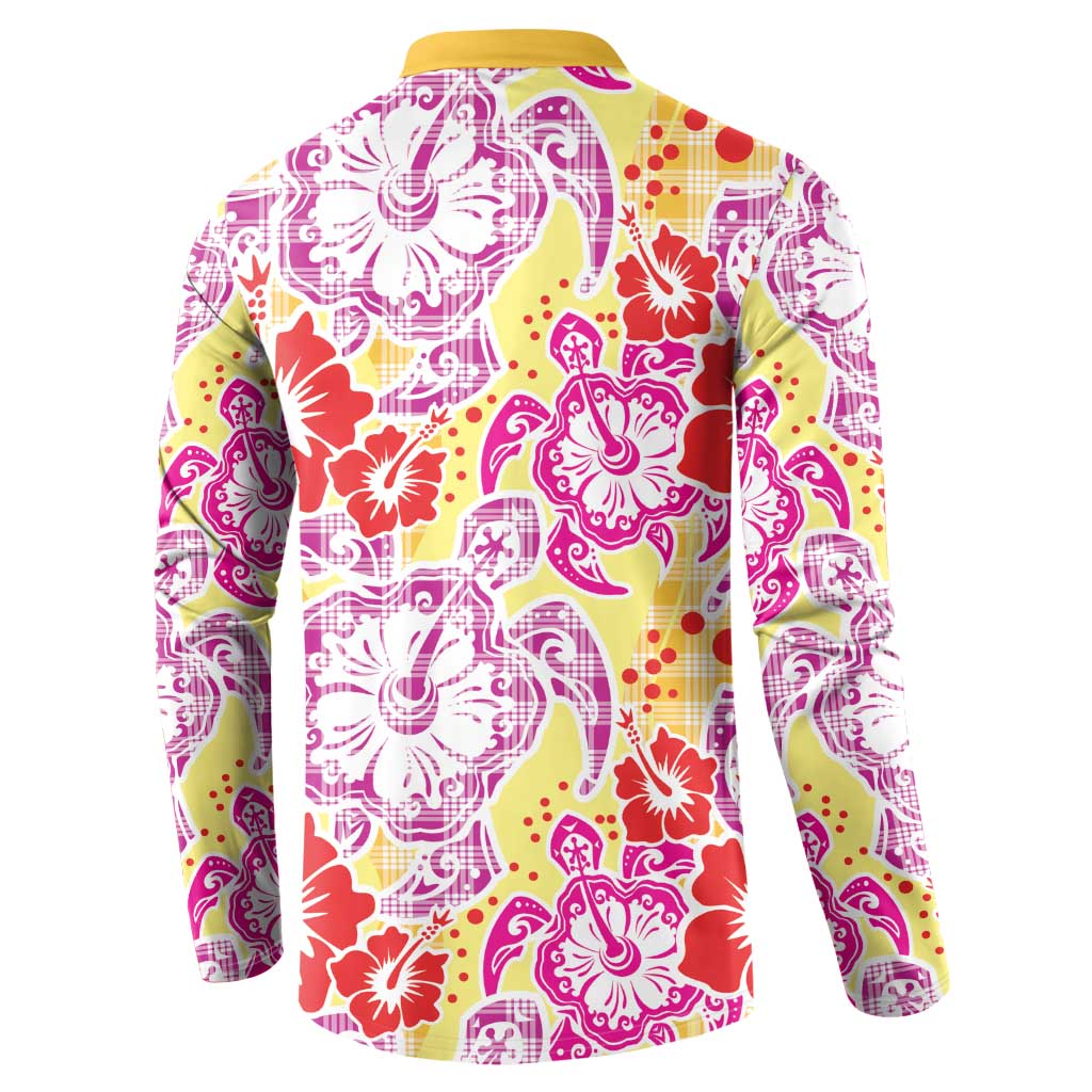 Palaka with Honu and Hibiscus Button Sweatshirt Hawaiian Heritage Spirit LT9 - Polynesian Pride