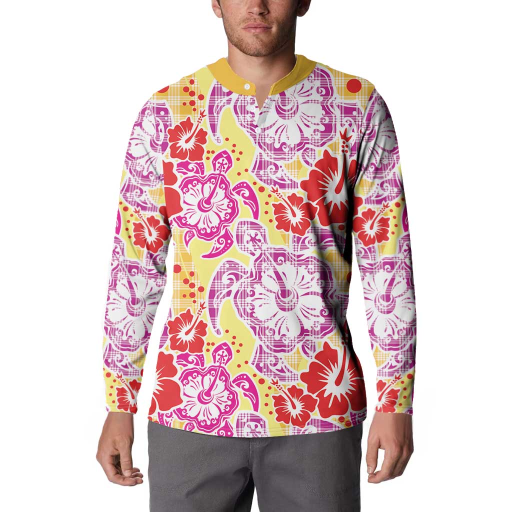 Palaka with Honu and Hibiscus Button Sweatshirt Hawaiian Heritage Spirit LT9 - Polynesian Pride