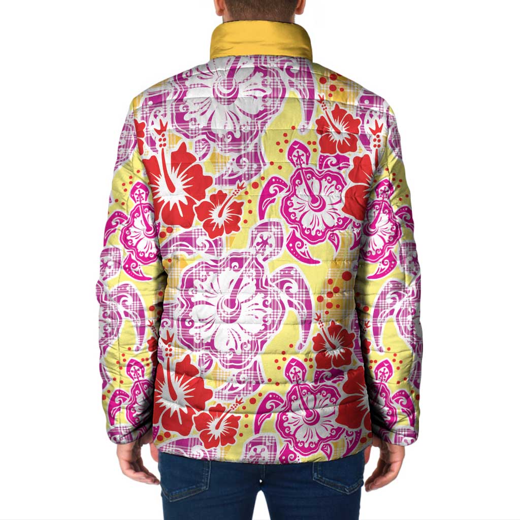 Palaka with Honu and Hibiscus Padded Jacket Hawaiian Heritage Spirit LT9 - Polynesian Pride