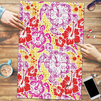 Palaka with Honu and Hibiscus Puzzle Hawaiian Heritage Spirit LT9 Red - Polynesian Pride