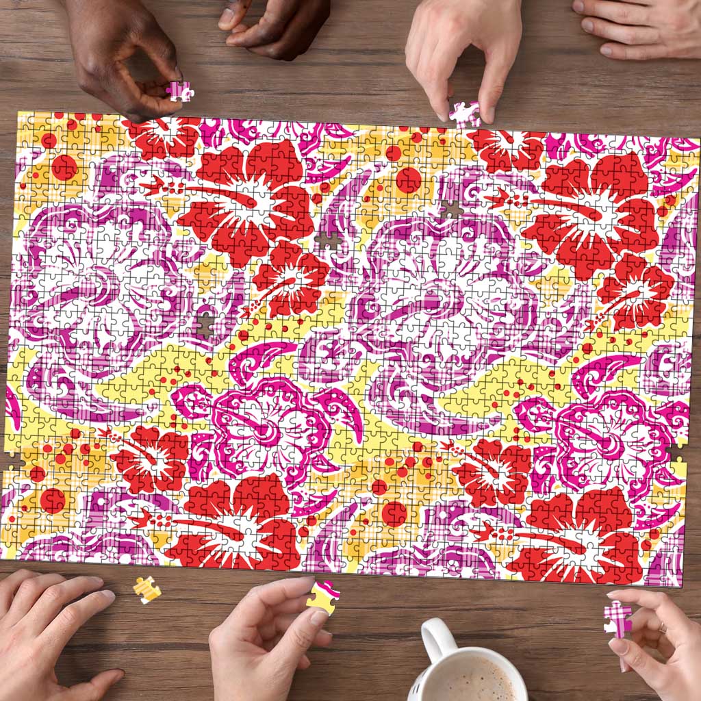 Palaka with Honu and Hibiscus Puzzle Hawaiian Heritage Spirit LT9 - Polynesian Pride