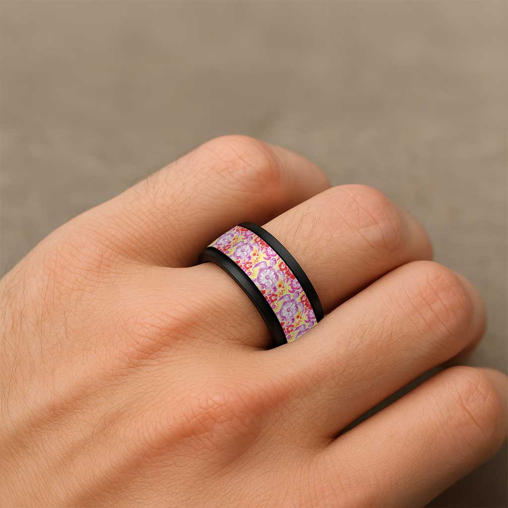 Palaka with Honu and Hibiscus Spinner Ring Hawaiian Heritage Spirit LT9 - Polynesian Pride