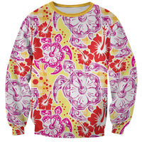 Palaka with Honu and Hibiscus Sweatshirt Hawaiian Heritage Spirit LT9 Unisex Red - Polynesian Pride