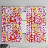 Palaka with Honu and Hibiscus Window Curtain Hawaiian Heritage Spirit LT9 With Hooks Red - Polynesian Pride