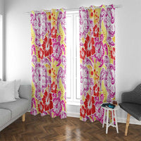 Palaka with Honu and Hibiscus Window Curtain Hawaiian Heritage Spirit LT9 With Grommets Red - Polynesian Pride