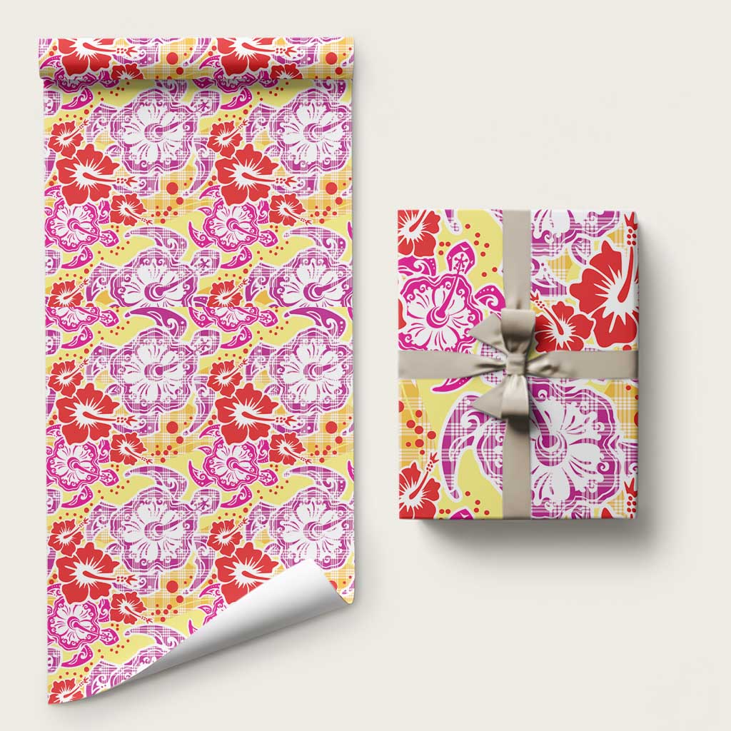 Palaka with Honu and Hibiscus Wrapping Paper Hawaiian Heritage Spirit LT9 58" × 23" Red - Polynesian Pride