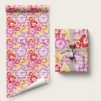 Palaka with Honu and Hibiscus Wrapping Paper Hawaiian Heritage Spirit LT9 58" × 23" Red - Polynesian Pride