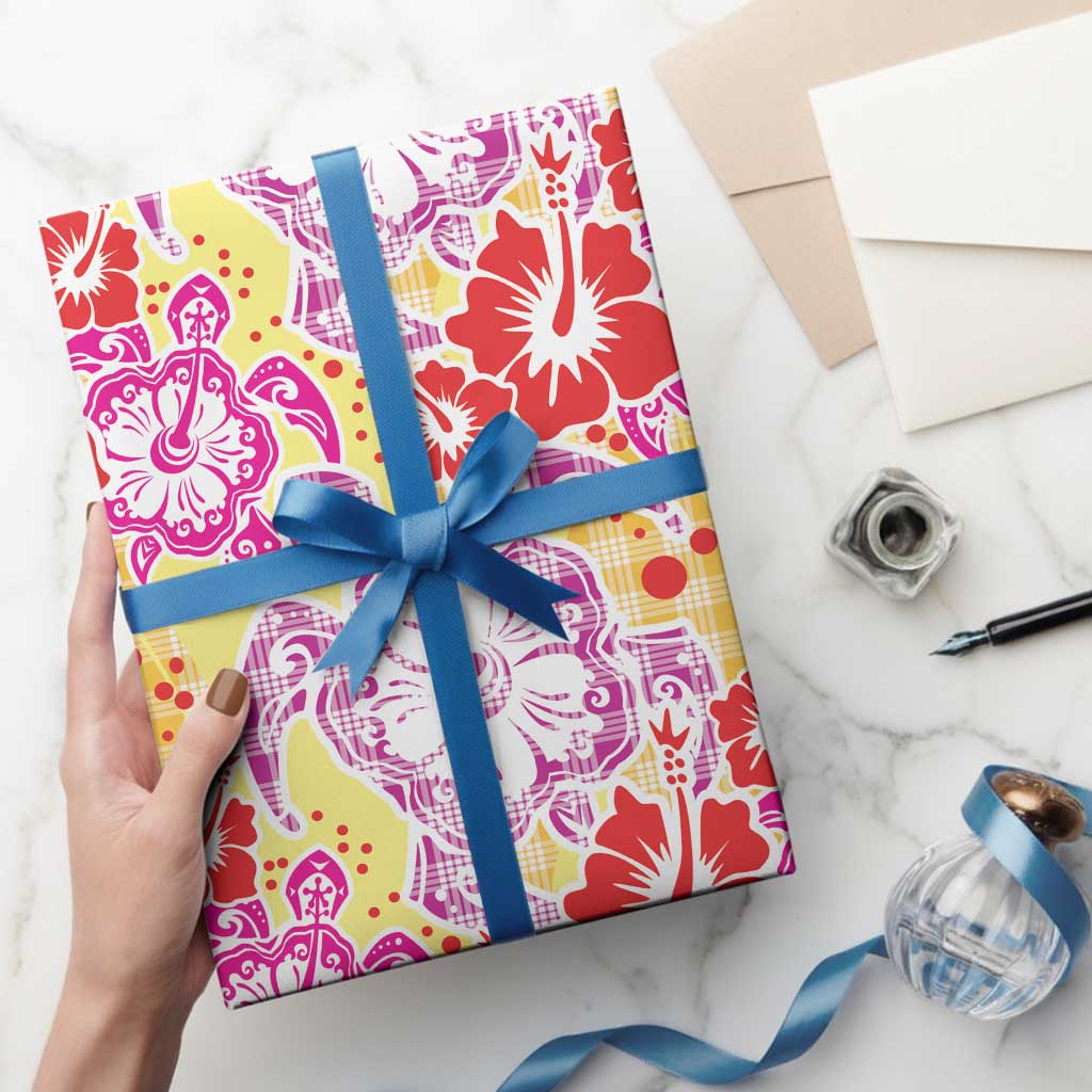 Palaka with Honu and Hibiscus Wrapping Paper Hawaiian Heritage Spirit LT9 - Polynesian Pride