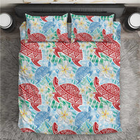 Palaka with Honu and Plumeria Bedding Set Hawaiian Heritage Spirit LT9 Blue - Polynesian Pride
