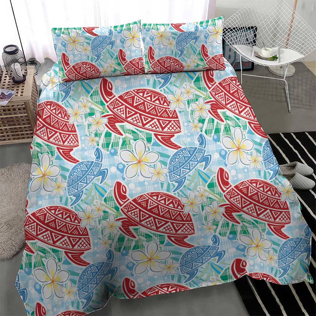 Palaka with Honu and Plumeria Bedding Set Hawaiian Heritage Spirit LT9 - Polynesian Pride