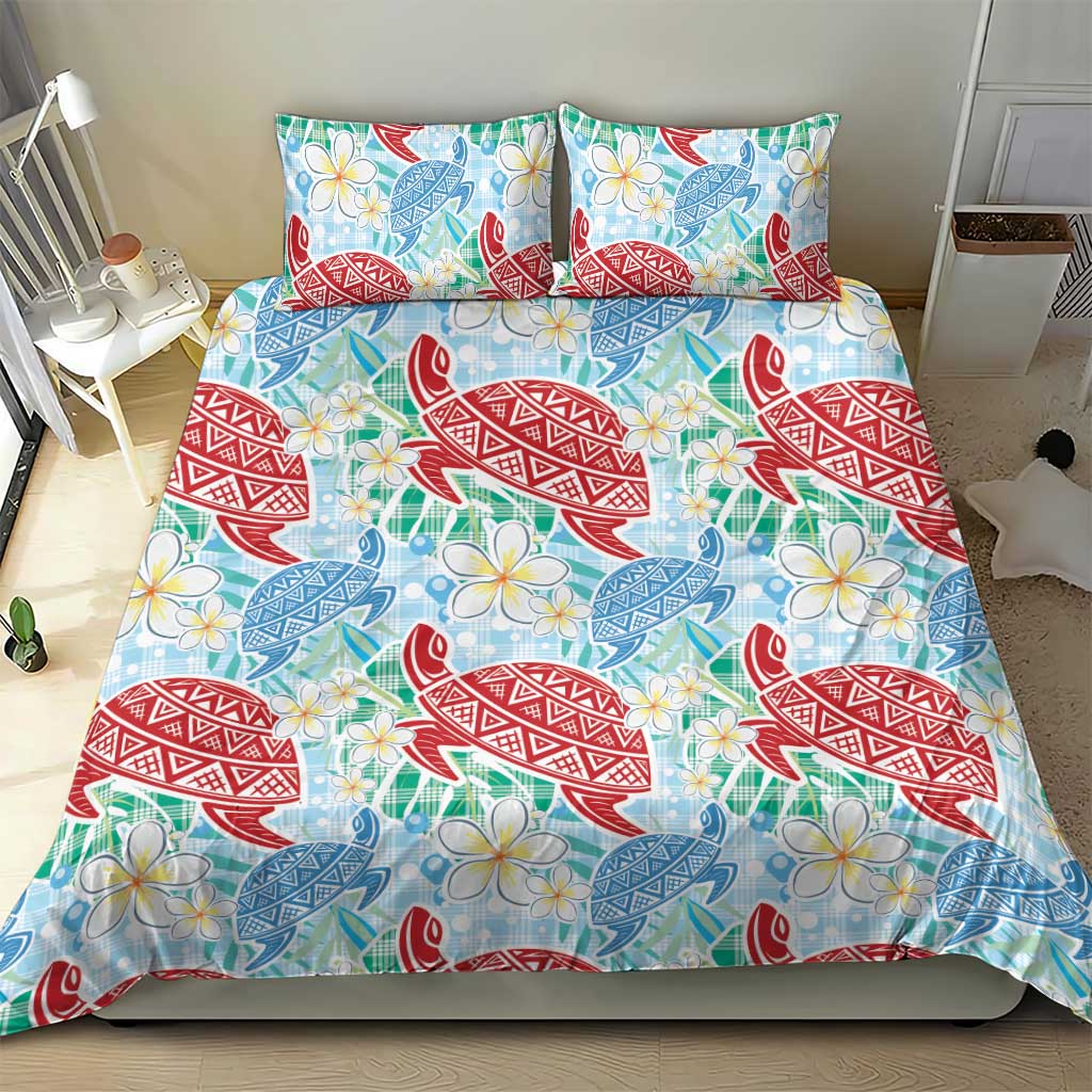 Palaka with Honu and Plumeria Bedding Set Hawaiian Heritage Spirit LT9 - Polynesian Pride