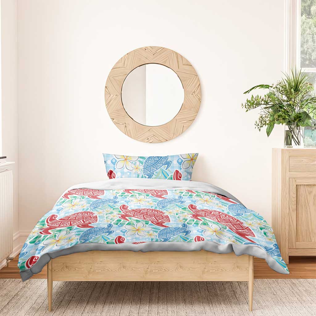 Palaka with Honu and Plumeria Bedding Set Hawaiian Heritage Spirit LT9 - Polynesian Pride