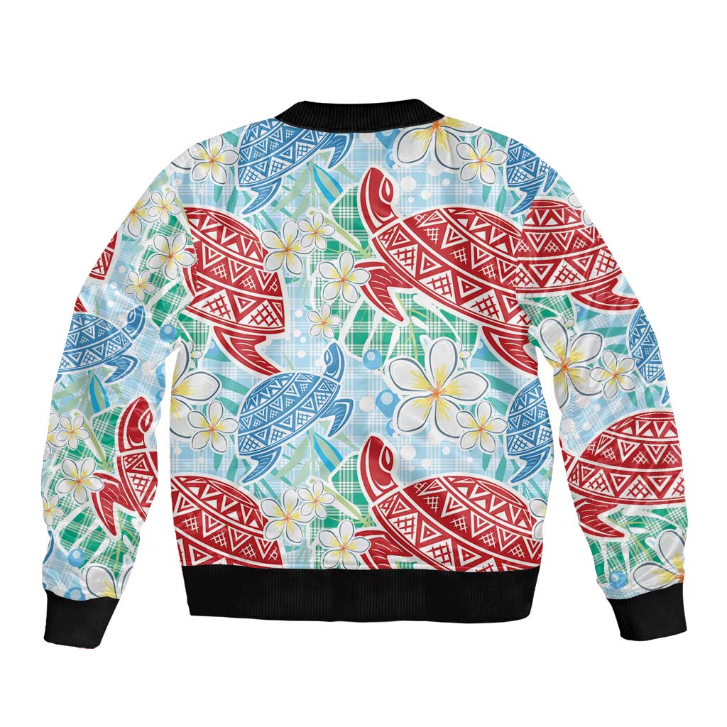 Palaka with Honu and Plumeria Bomber Jacket Hawaiian Heritage Spirit LT9 - Polynesian Pride
