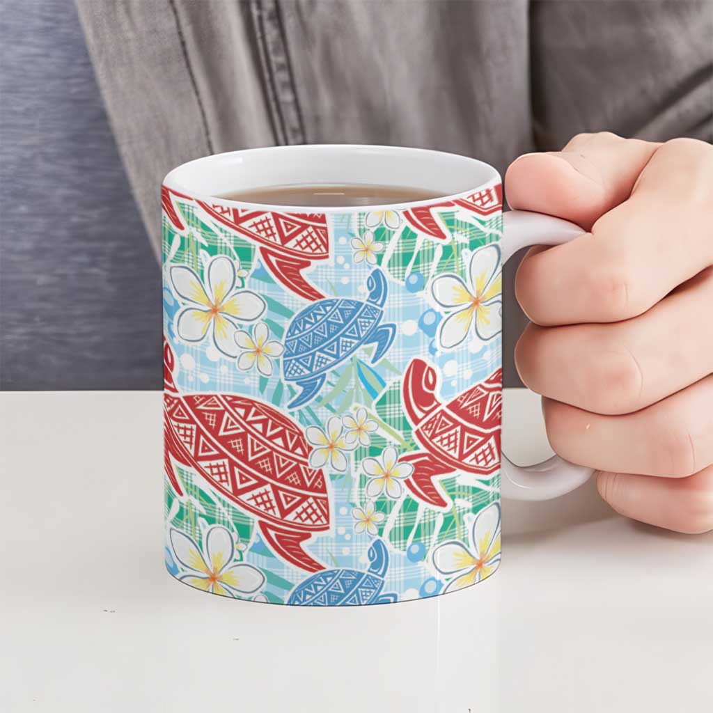 Palaka with Honu and Plumeria Ceramic Mug Hawaiian Heritage Spirit LT9 - Polynesian Pride