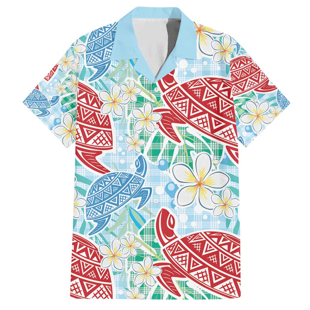 Palaka with Honu and Plumeria Hawaiian Shirt Hawaiian Heritage Spirit LT9 Blue - Polynesian Pride