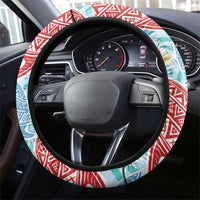 Palaka with Honu and Plumeria Steering Wheel Cover Hawaiian Heritage Spirit LT9 - Polynesian Pride