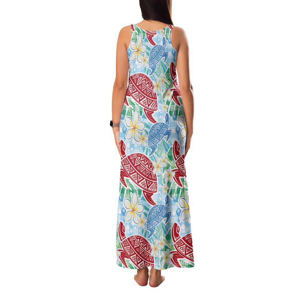 Palaka with Honu and Plumeria Tank Maxi Dress Hawaiian Heritage Spirit LT9 - Polynesian Pride