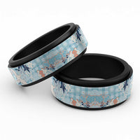Blue Palaka Crane and Flowers Spinner Ring Japan Heritage Spirit LT9 Black Blue - Polynesian Pride
