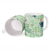 Green Palaka Crane and Flowers Ceramic Mug Japan Heritage Spirit LT9 - Polynesian Pride