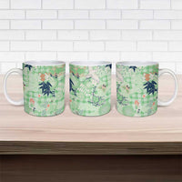 Green Palaka Crane and Flowers Ceramic Mug Japan Heritage Spirit LT9 - Polynesian Pride