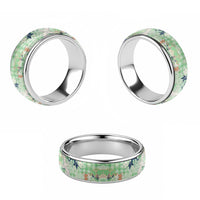 Green Palaka Crane and Flowers Classic Ring Japan Heritage Spirit LT9 - Polynesian Pride