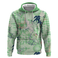 Green Palaka Crane and Flowers Hoodie Japan Heritage Spirit LT9 Pullover Hoodie Green - Polynesian Pride